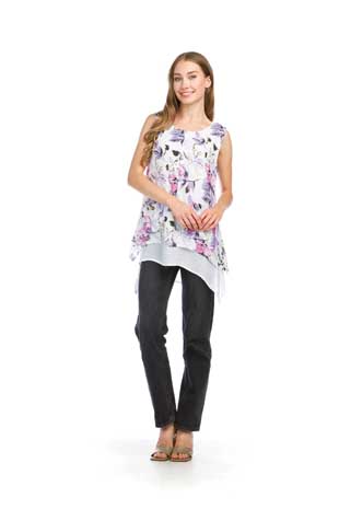 PT-16084 - FLORAL LAYERED TUNIC - Colors: AS SHOWN - Available Sizes:XS-XXL - Catalog Page:61 
